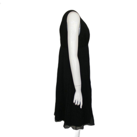 new J.CREW Silk Chiffon Dress, 12, Black, Babydoll, Cocktail/Party, V-neck - Picture 4 of 15